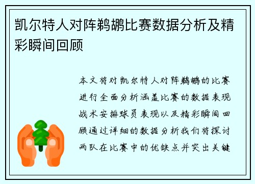 凯尔特人对阵鹈鹕比赛数据分析及精彩瞬间回顾